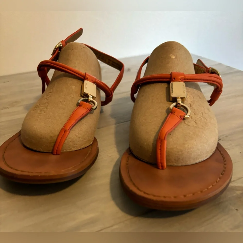 COACH Charleen T-Strap Sandals, Size 8, in Orange summer beach casual festival